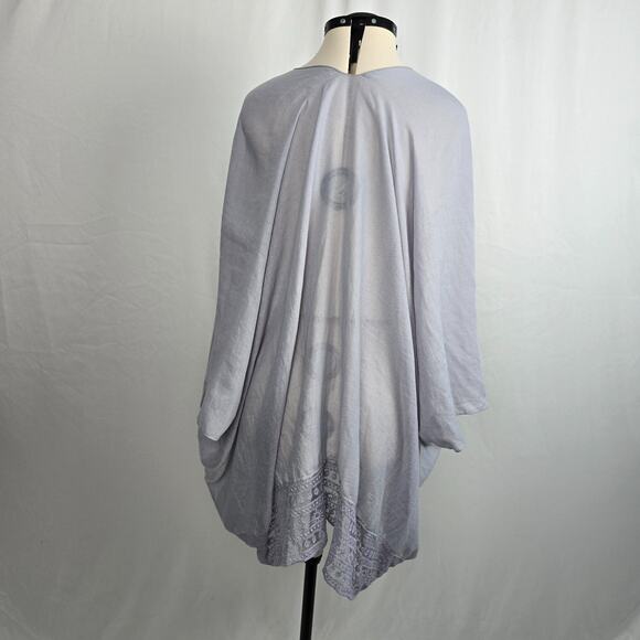 Plus Size Shawl Wrap Lavender Women's OSFM Lace Hem V-Neck Sleeves Oversized - Picture 4 of 7